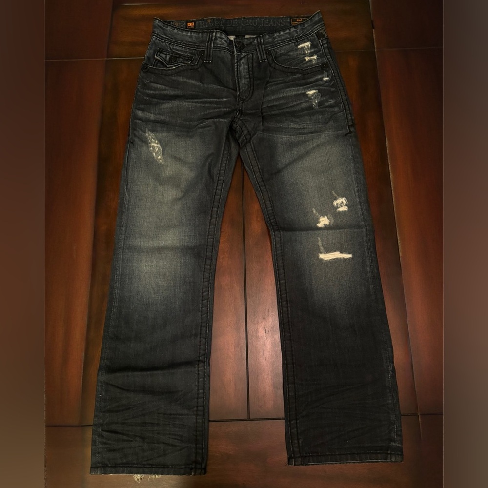 Rivet De Cru Dark Blue Wash Straight Denim Jeans 32x32